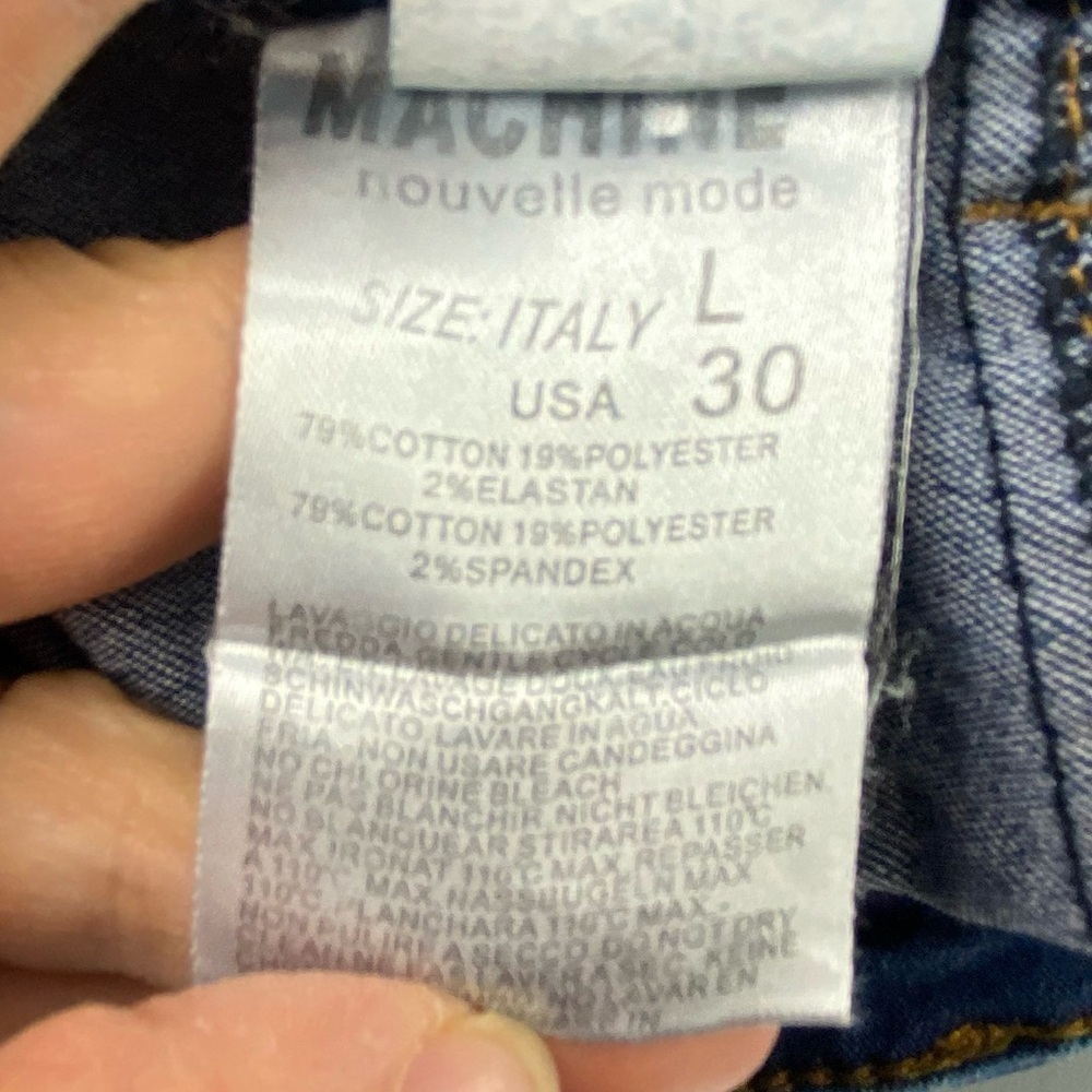 Machine torn up look blue jean mini skirt with stretch size large - Picture 5 of 12